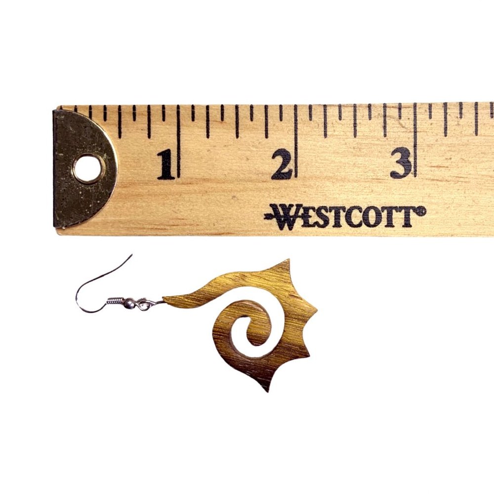 Fun Funky Wood Dangle Earrings - Picture 3 of 3